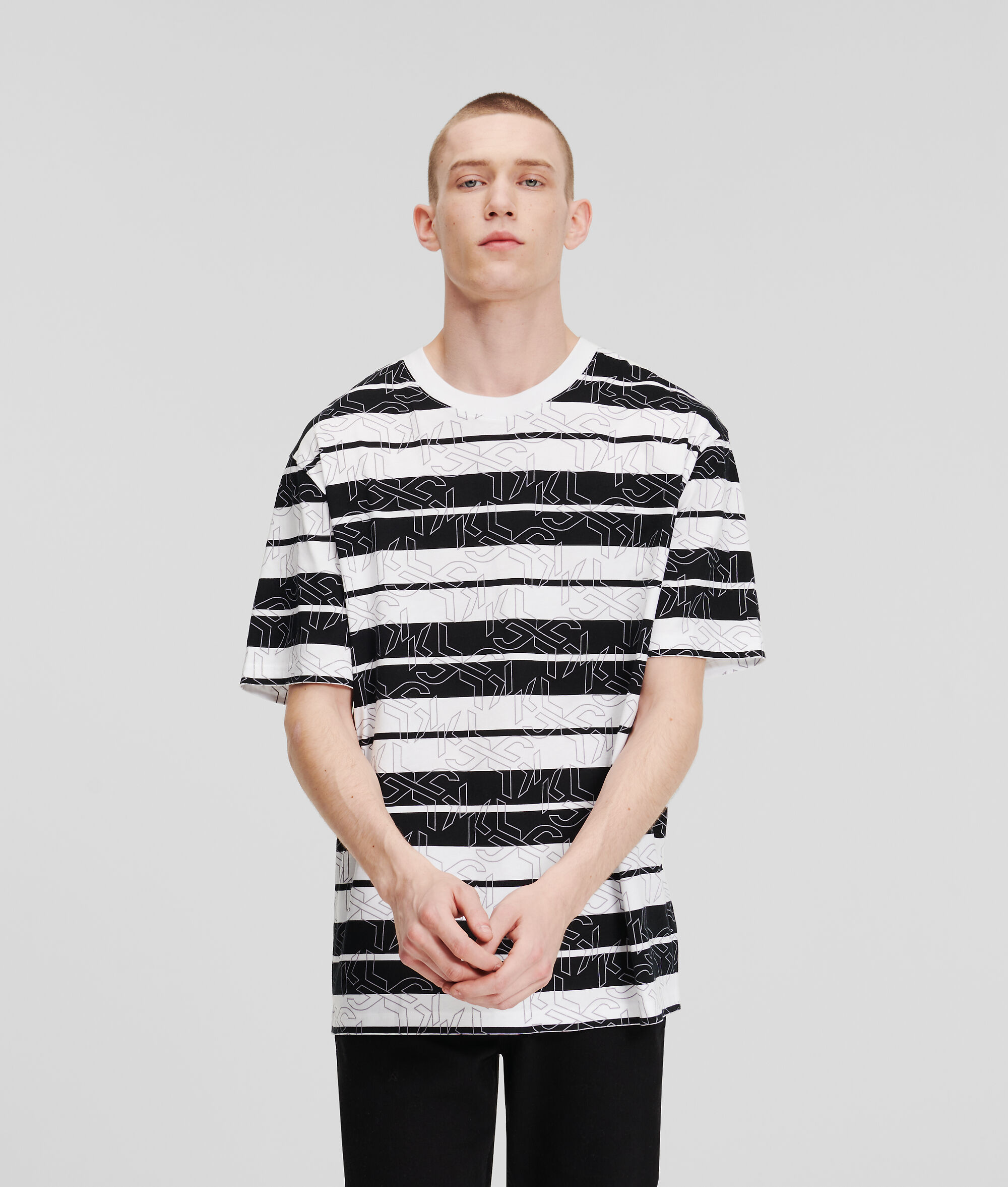 (image for) Eco-Conscious KLJ MONOGRAM STRIPED T-SHIRT